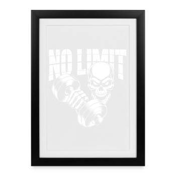 No Limit Skull Bodybuilding - Affiche encadrée (27 × 37 cm) - noir - Devant