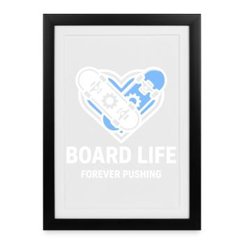 Vie de board, t-shirt de skateur stylé, sweat à capuche, sac - Affiche encadrée (27 × 37 cm) - noir - Devant