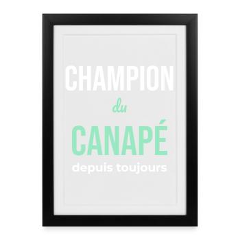 Canapé Champion — Flemme Assumée - Affiche encadrée (27 × 37 cm) - noir - Devant