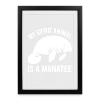 Manatee Spirit Tier - Affiche encadrée (27 × 37 cm) - noir - Devant