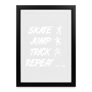 Répétition des figures de saut en skate - Affiche encadrée (27 × 37 cm) - noir - Devant