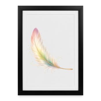 Delicate Feather Pastel Elegant Boho Design - Framed poster (27 × 37 cm) - black - Front