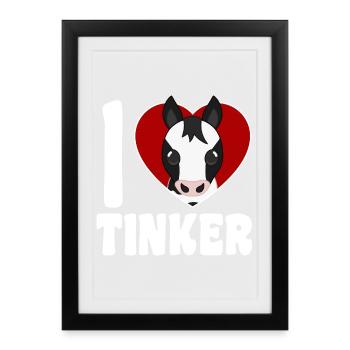 J’adore les chevaux bricoleurs - Cœur - Affiche encadrée (27 × 37 cm) - noir - Devant