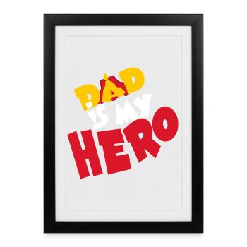 Papa est mon héros BD Papa est mon héros - Affiche encadrée (27 × 37 cm) - noir - Devant