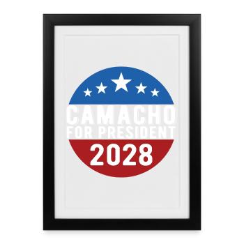 Parodie d’emblème Camacho 2028 Drôle Je ne sais pas - Affiche encadrée (27 × 37 cm) - noir - Devant