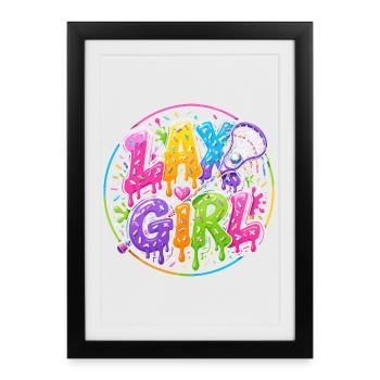 Lax Girl: Neon Style Lacrosse - Framed poster (27 × 37 cm) - black - Front