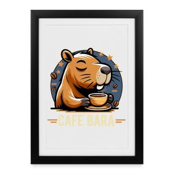 Café Bara Funny Capybara Cartoon - Framed poster (27 × 37 cm) - black - Front