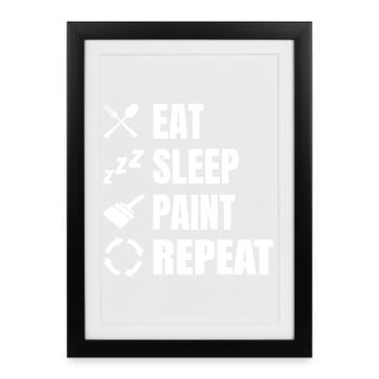 Mange Sommeil Peinture Répète - Affiche encadrée (27 × 37 cm) - noir - Devant
