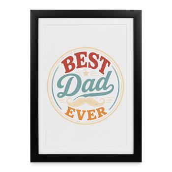 Meilleur Papa du Monde Cadeau Original Humour - Affiche encadrée (27 × 37 cm) - noir - Devant