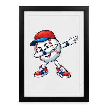 Dabbing Baseball - Framed poster (27 × 37 cm) - black - Front