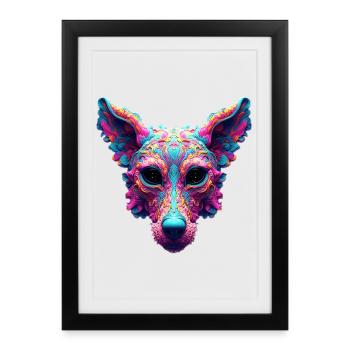 Psychedelic Best Friend - Dog Design T-shirt - Affiche encadrée (27 × 37 cm) - noir - Devant