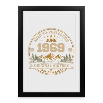 Vintage Juin 1969 - Perfection Originale Juin 1969 - Affiche encadrée (27 × 37 cm) - noir - Devant