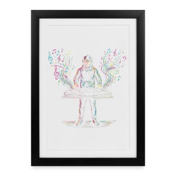 DJ-Männer spielen Musikmixer Instrumentenzeichnung - Gerahmtes Poster (27 × 37 cm) - Schwarz - Vorne