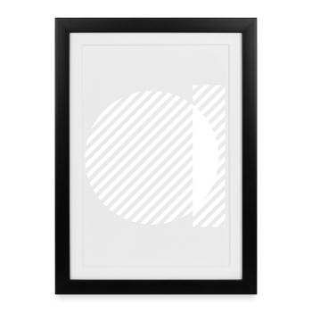 Geometric Stripe Circles Monochrome Pattern - Framed poster (27 × 37 cm) - black - Front