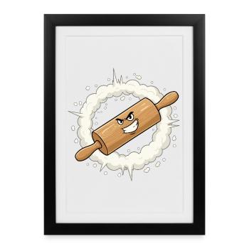 Angry Rolling Pin Cartoon - Framed poster (27 × 37 cm) - black - Front