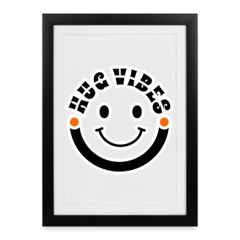 Minimalist Modern Hug Vibes Circle – Smile Curve - Framed poster (27 × 37 cm) - black - Front