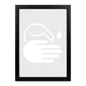 Icône Laver les Mains - Affiche encadrée (27 × 37 cm) - noir - Devant