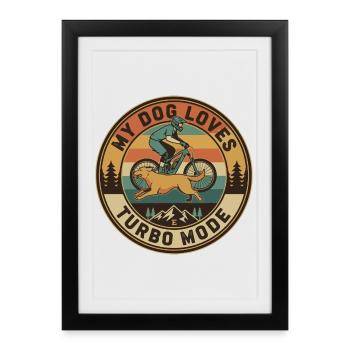 Mon chien adore le mode turbo E-VTT rétro - Affiche encadrée (27 × 37 cm) - noir - Devant