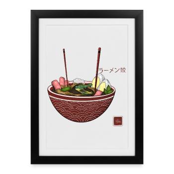 Funny Ramen Crocodile Alligator Cute Noodle Lover - Framed poster (27 × 37 cm) - black - Front