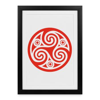Celtic circle and spiral (red) - Framed poster (27 × 37 cm) - black - Front