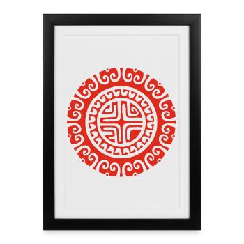 Red Mandala Flower - Framed poster (27 × 37 cm) - black - Front