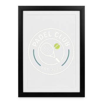 Logo de la ronde de l’emblème du club de padel - Affiche encadrée (27 × 37 cm) - noir - Devant