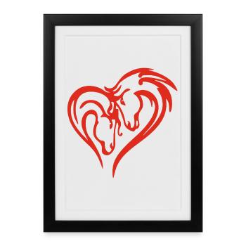 Coeur de cheval (rouge) - Affiche encadrée (27 × 37 cm) - noir - Devant