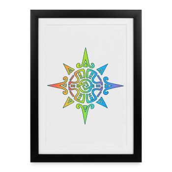 Multicolored Tribal Sun - Framed poster (27 × 37 cm) - black - Front