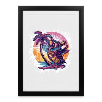Vacances d’été Owl - Affiche encadrée (27 × 37 cm) - noir - Devant
