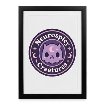 Logo officiel de la marque Neurospicy Creatures - Affiche encadrée (27 × 37 cm) - noir - Devant