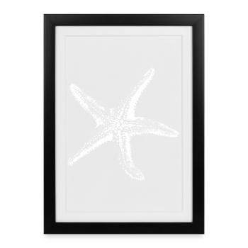 White Starfish Silhouette on Black - Framed poster (27 × 37 cm) - black - Front