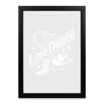 Logo du chapeau western de danse en ligne - Affiche encadrée (27 × 37 cm) - noir - Devant