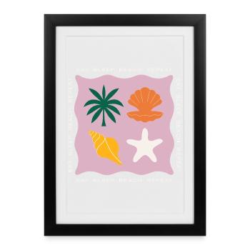Manger Dormir Plage Répéter l’été Beach - Affiche encadrée (27 × 37 cm) - noir - Devant