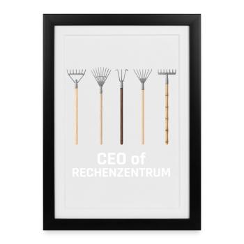 Rechenzentrum Garden Rake Gardener Gardening IT - Gerahmtes Poster (27 × 37 cm) - Schwarz - Vorne