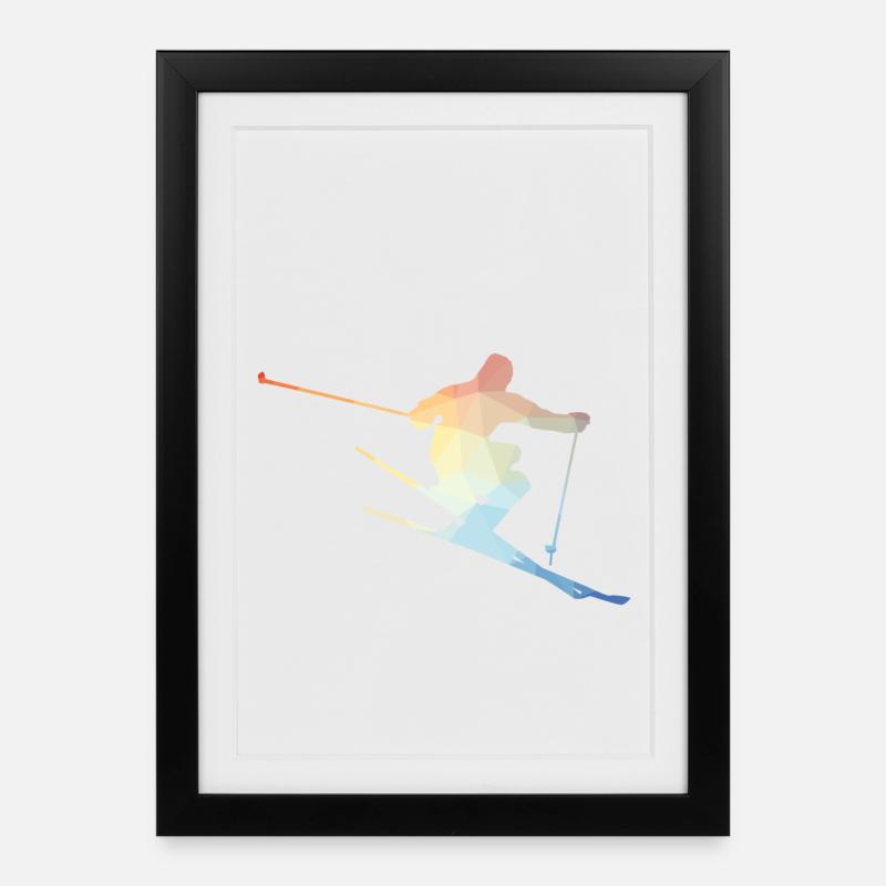 Skifahrer - Gerahmtes Poster (27 × 37 cm) - Schwarz