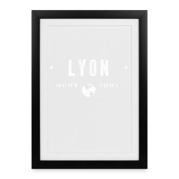 Lyon Coordonnées Géographiques Stylisées - Affiche encadrée (27 × 37 cm) - noir - Devant