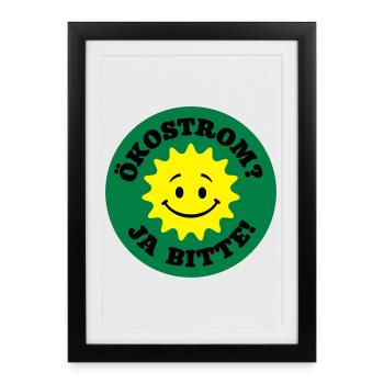 électricité verte oui s'il vous plaît, l'énergie - Affiche encadrée (27 × 37 cm) - noir - Devant