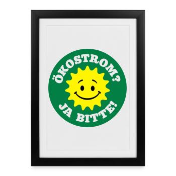 électricité verte oui s'il vous plaît, l'énergie - Affiche encadrée (27 × 37 cm) - noir - Devant