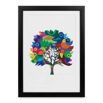 Overbirded arbre - Affiche encadrée (27 × 37 cm) - noir - Devant