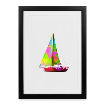 Colorful sailboat - Framed poster (27 × 37 cm) - black - Front