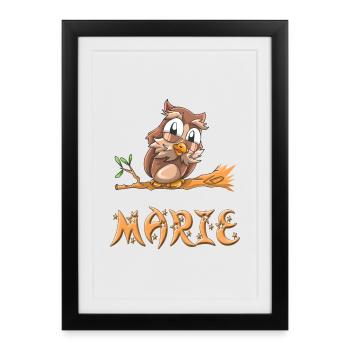 Hibou Marie - Affiche encadrée (27 × 37 cm) - noir - Devant