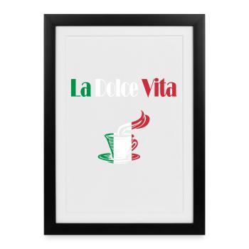 La Dolce Vita kaffee - Gerahmtes Poster (27 × 37 cm) - Schwarz - Vorne