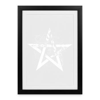 un pentagramme blanc avec des rayons - Affiche encadrée (27 × 37 cm) - noir - Devant
