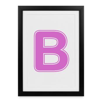 B Lettre Alphabet Nom Épeller Cadeau - Affiche encadrée (27 × 37 cm) - noir - Devant