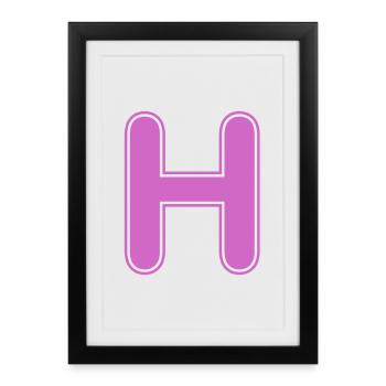 H lettre Alphabet Nom Épeller Cadeau - Affiche encadrée (27 × 37 cm) - noir - Devant