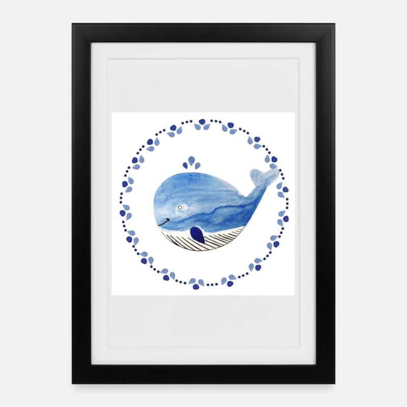 Kleiner Wal Poster - Gerahmtes Poster (27 × 37 cm) - Schwarz