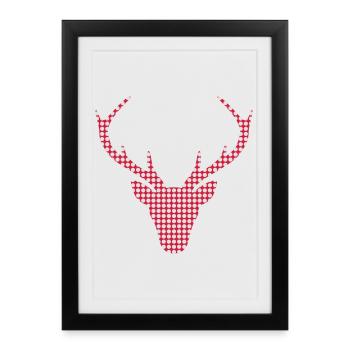 Cerf tête de cerf chasse chasseur bois sauvages - Affiche encadrée (27 × 37 cm) - noir - Devant