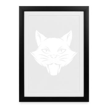 Chat chaton miaou chat domestique oeil de chat - Affiche encadrée (27 × 37 cm) - noir - Devant