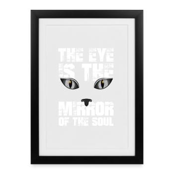 Katze Kätzchen Miau Hauskatze Katzenauge Katzendam - Gerahmtes Poster (27 × 37 cm) - Schwarz - Vorne