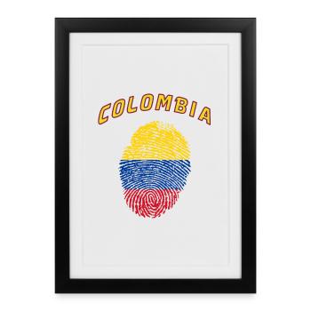 Colombie Empreinte digitale / Cadeau drapeau - Affiche encadrée (27 × 37 cm) - noir - Devant